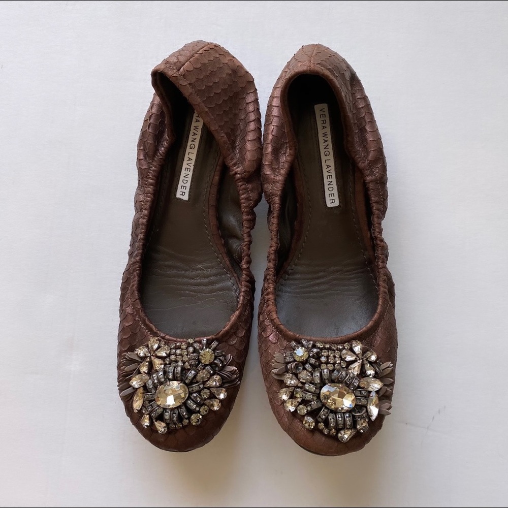 VERA WANG LAVANDER Millie Jewel Brown Ballet Flats